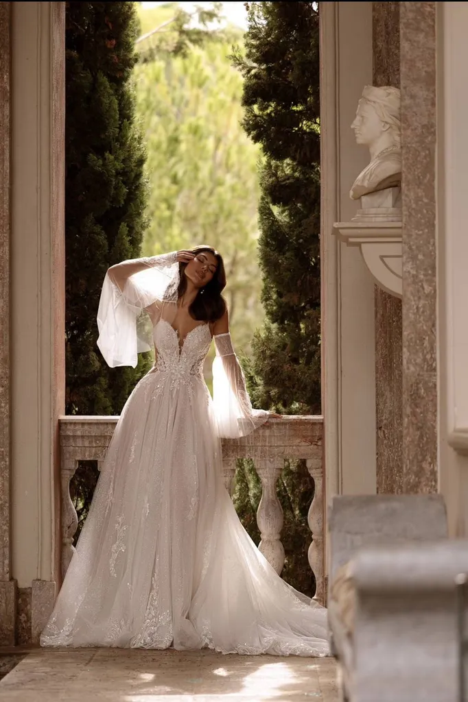 Robe de mariée bohème trapèze ivoire à Marseille