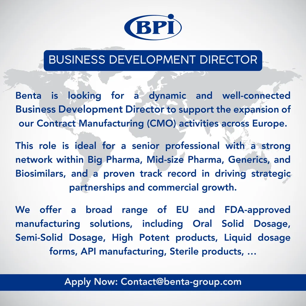 Poste basé à Lyon et/ou Milan, Benta, laboratoire pharmaceutique de dimension internationale, recherche son Directeur Business Development