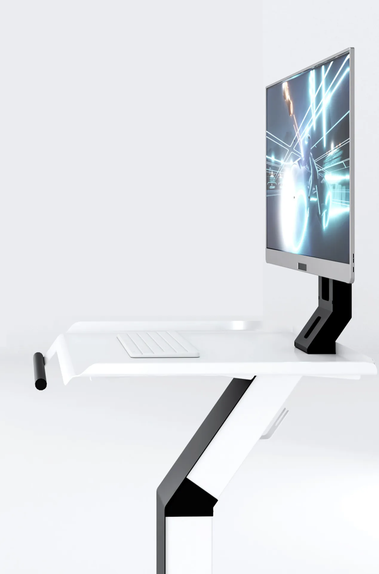 Meditec Dental Chariot mobile conçu pour accueillir un PC portable et une caméra d’empreinte dentaire, équipé d’une alimentation intégrée et d’un design ergonomique pensé spécialement pour les besoins des cabinets dentaires.