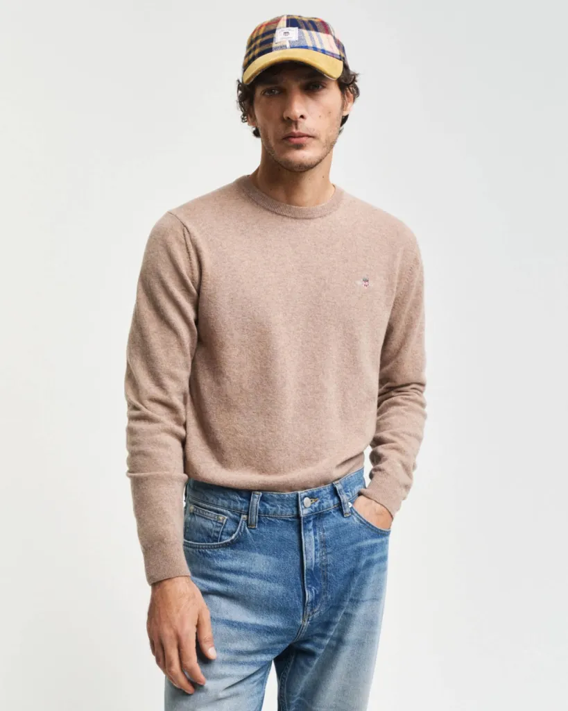 Pull en laine d'agneau Gant ras du cou Dark Sand à acheter à Dieppe - Urban Chic La Suite