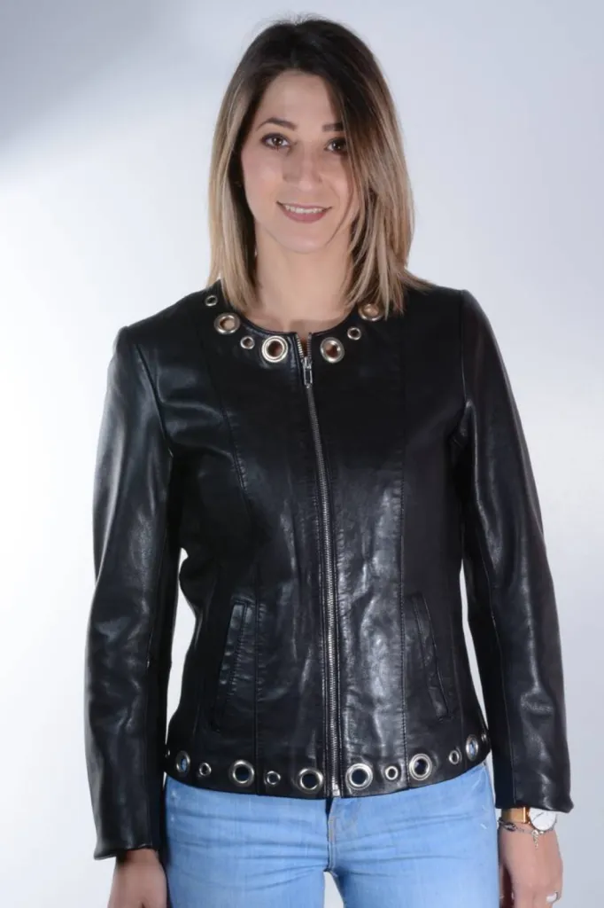 blouson cuir noir femme