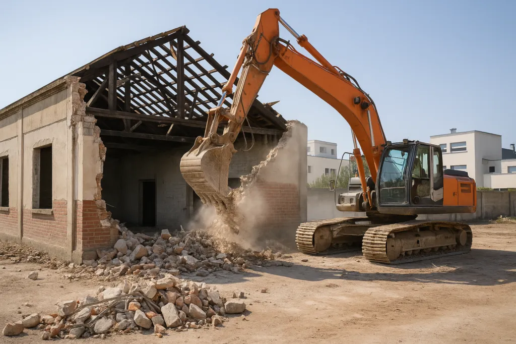 Démolition de bâtiment à Bordeaux : une entreprise experte en démolition partielle ou totale avec gestion responsable des déchets.