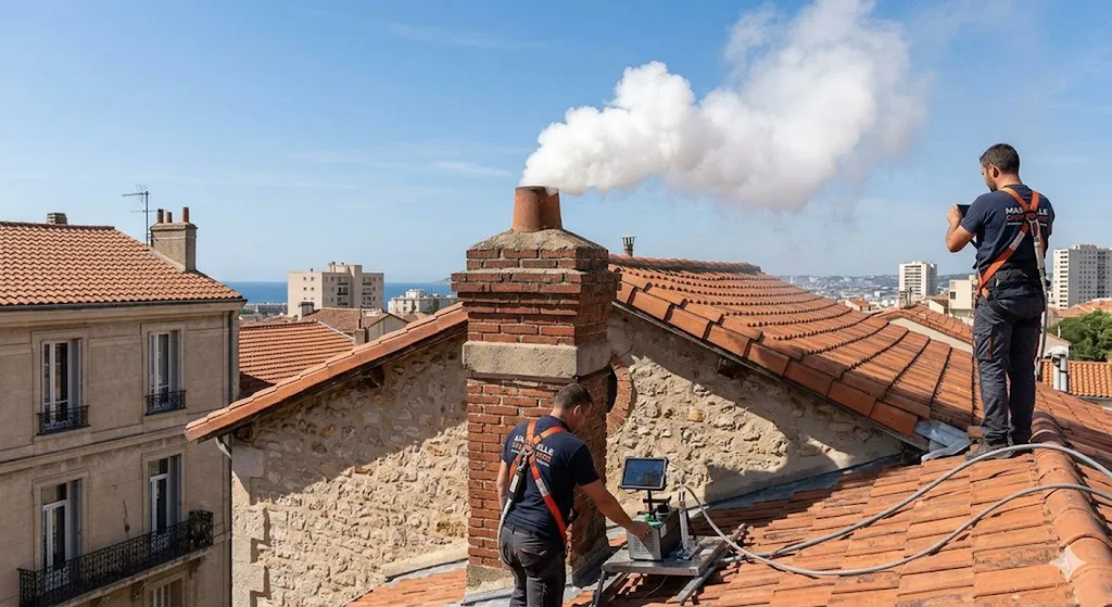Contrôle d'étanchéité au fumigène pour conduit de cheminée aux normes RGE