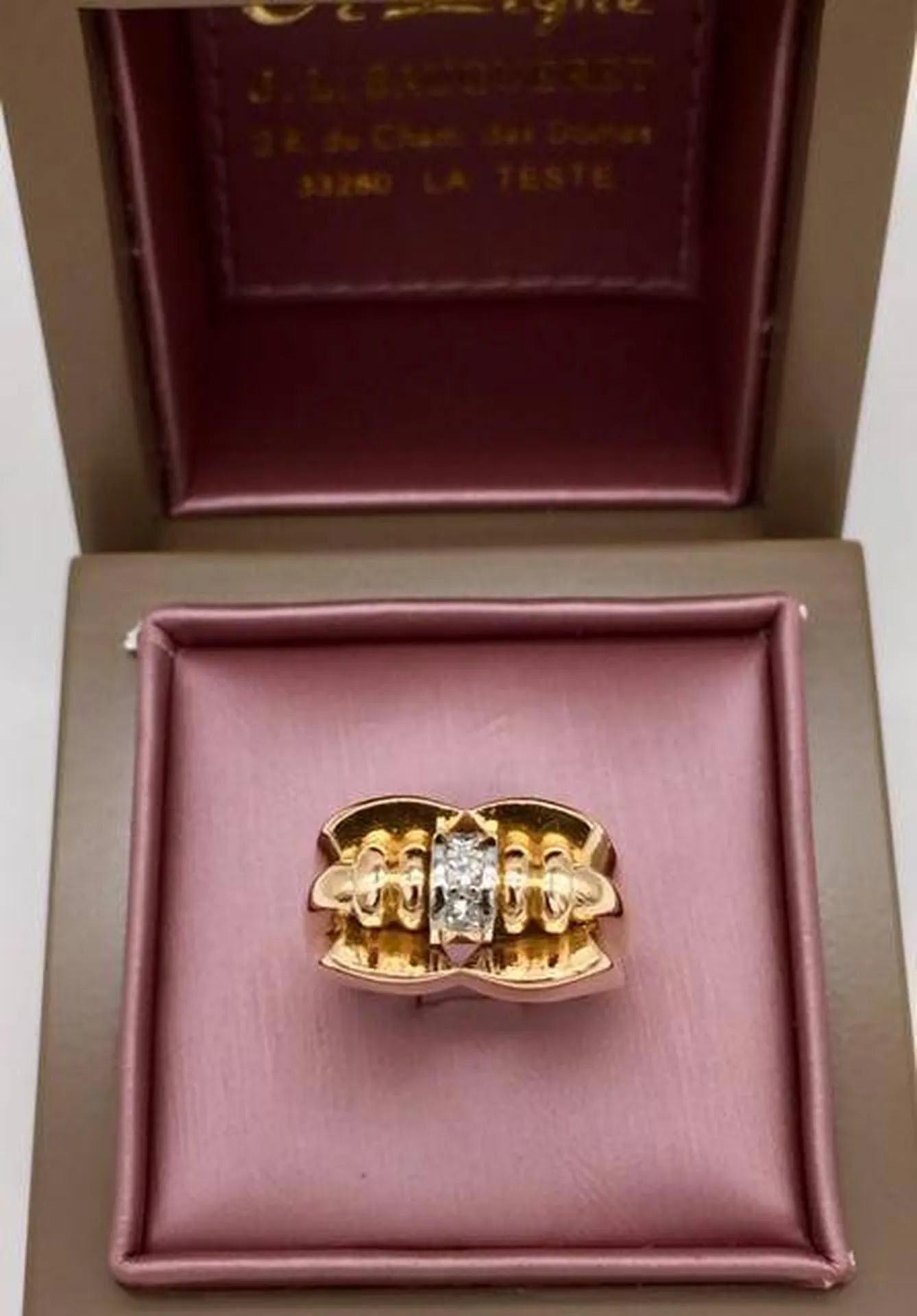 Bague Tank or 750/1000èle et diamants occasion Or Ligne Biganos Bassin d'Arcachon