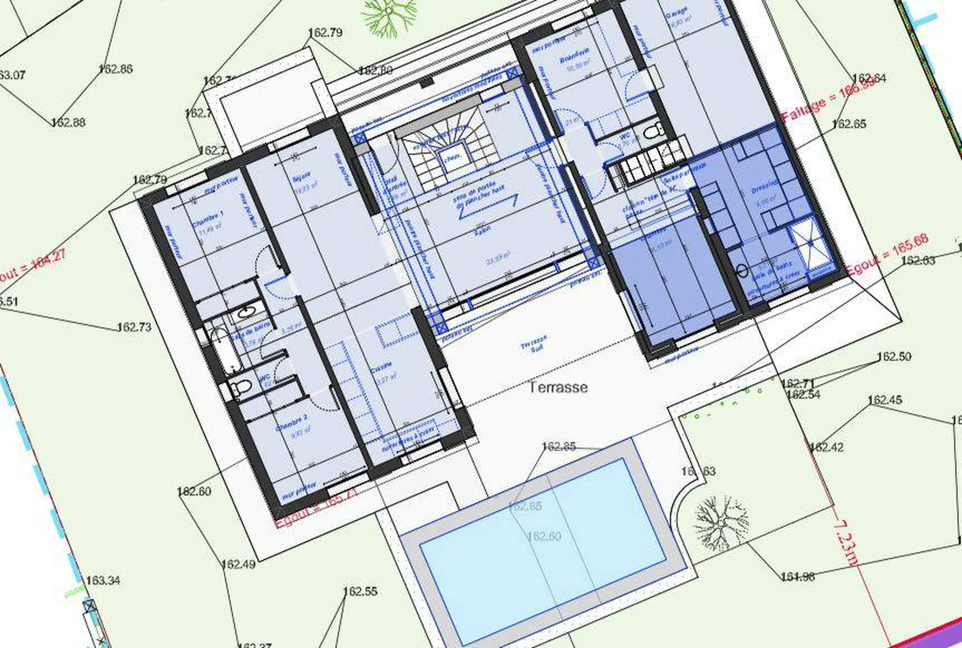Architecte DPLG et Architecte d’intérieur pour travaux de reconstruction et surélévation d’une maison existante avec intégration d’une piscine sur Gemenos