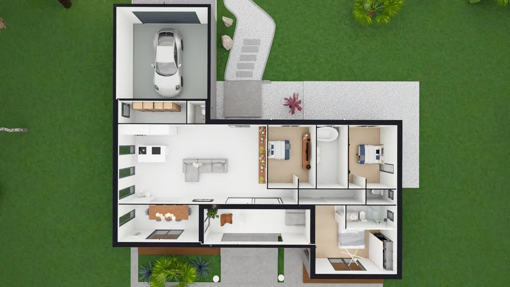 Maison contemporaine de plain pied pour un projet de construction à Lacroix Falgarde