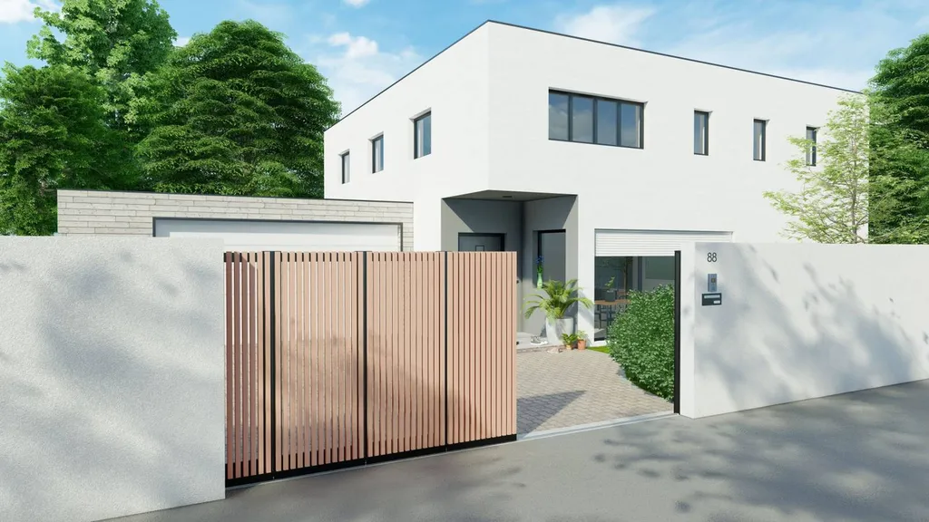 PORTAIL ALUMINIUM DESIGN LAQUE BOIS