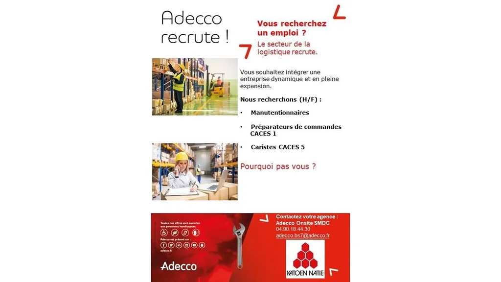 [Recrutement] Adecco Onsite Saint Martin de Crau recrute dans le secteur de la logistique