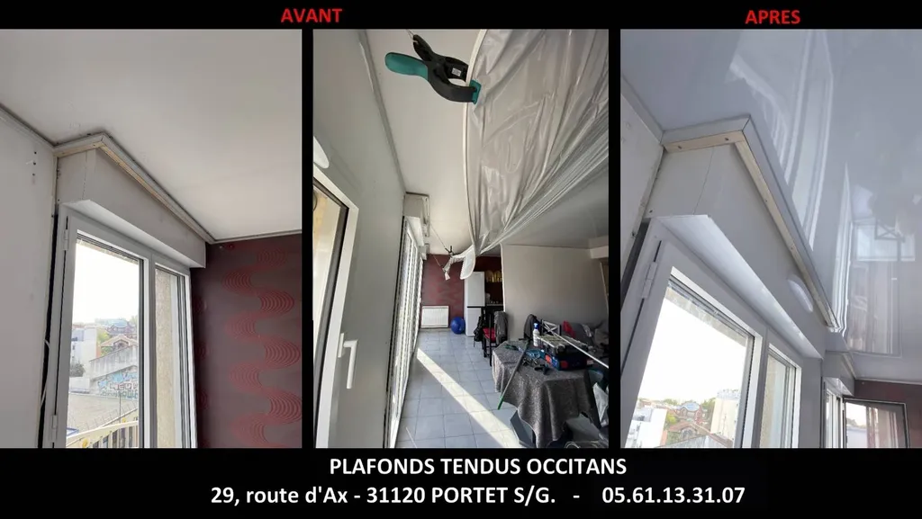 Photos AVANT / APRES des chantiers de Plafonds Tendus Occitans Toulouse