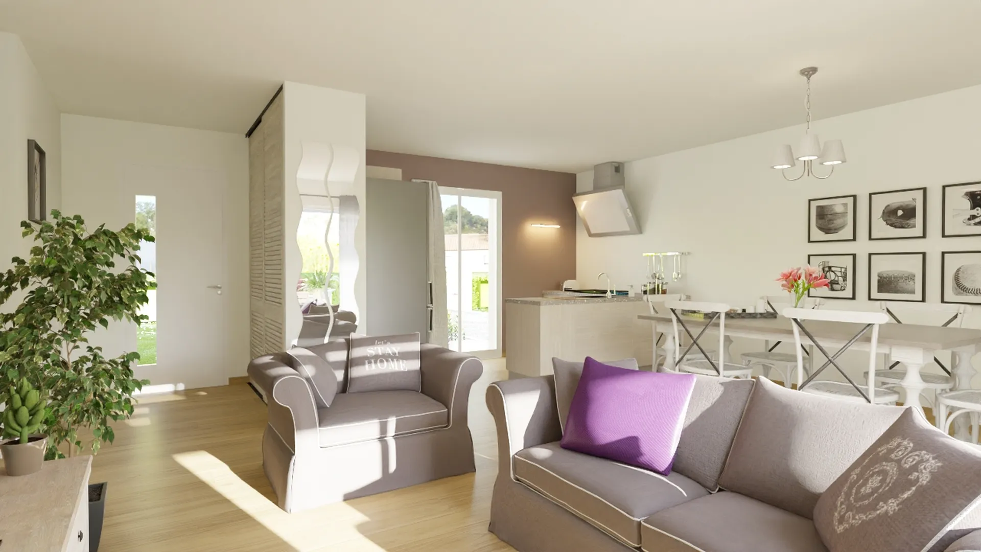 Maison en L de 91 m² avec garage de 18 m²