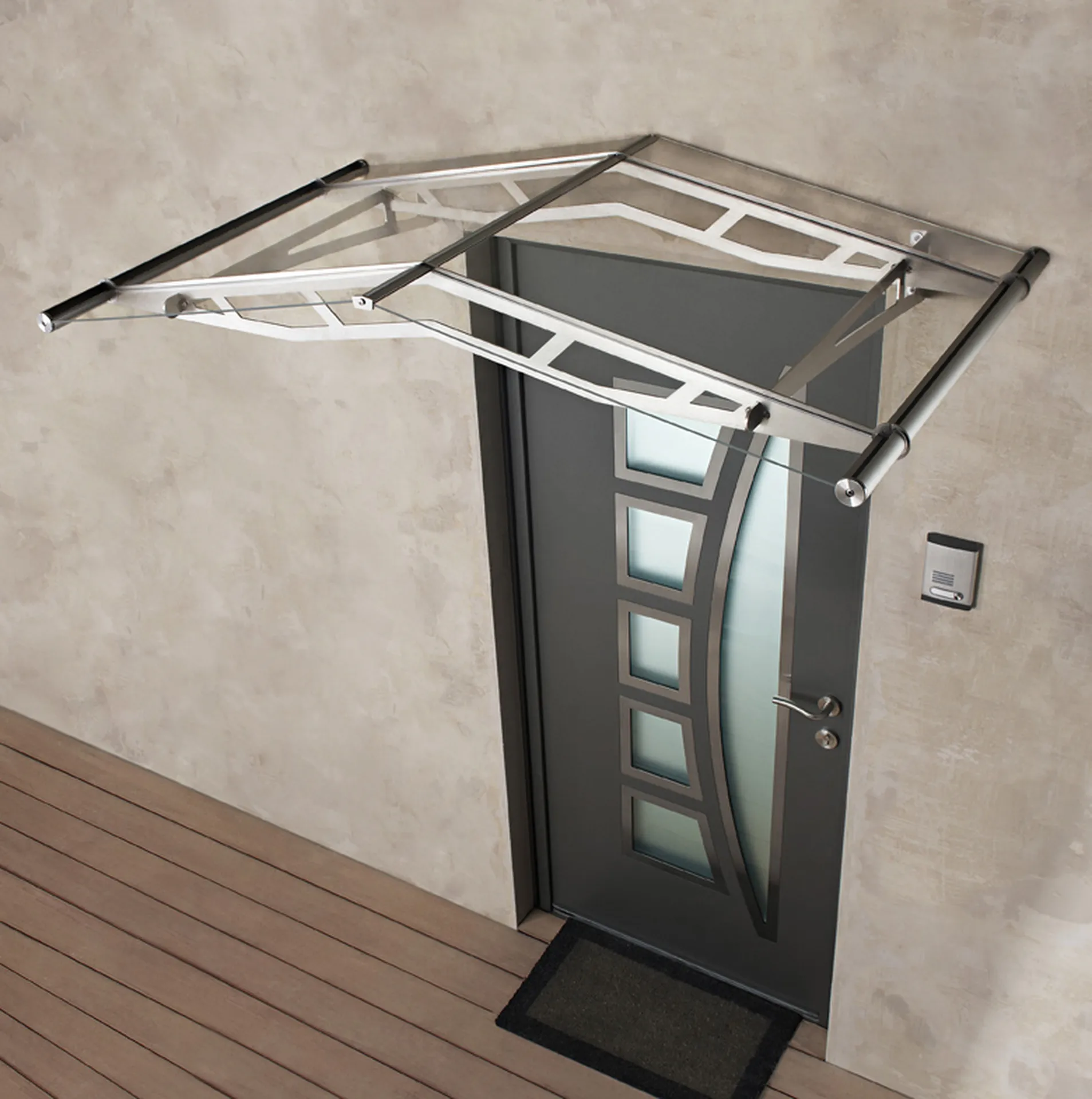 Marquise Inox Pyramide avec porte K-Line à Martigues