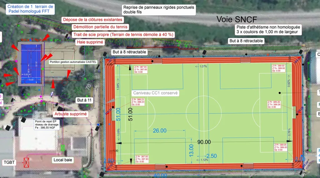 Rénovation terrain foot synthétique et création terrain de padel Université de Clermont-Auvergne