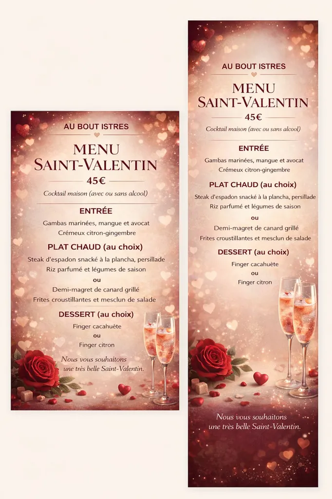 Menu saint Valentin 2026