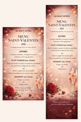 Menu saint Valentin 2026