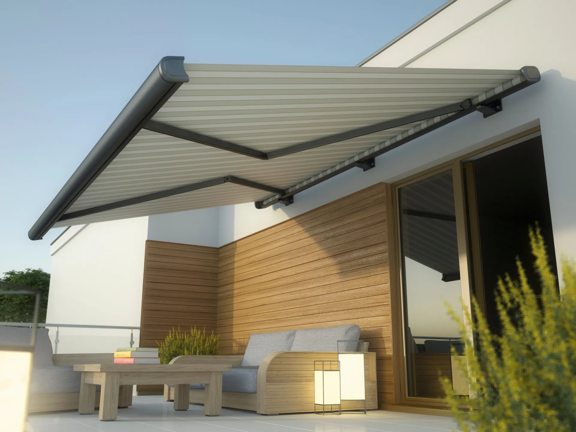 Stores bannes, pergolas, carports, clôtures et garde-corps posés par nos techniciens certifiés RGE