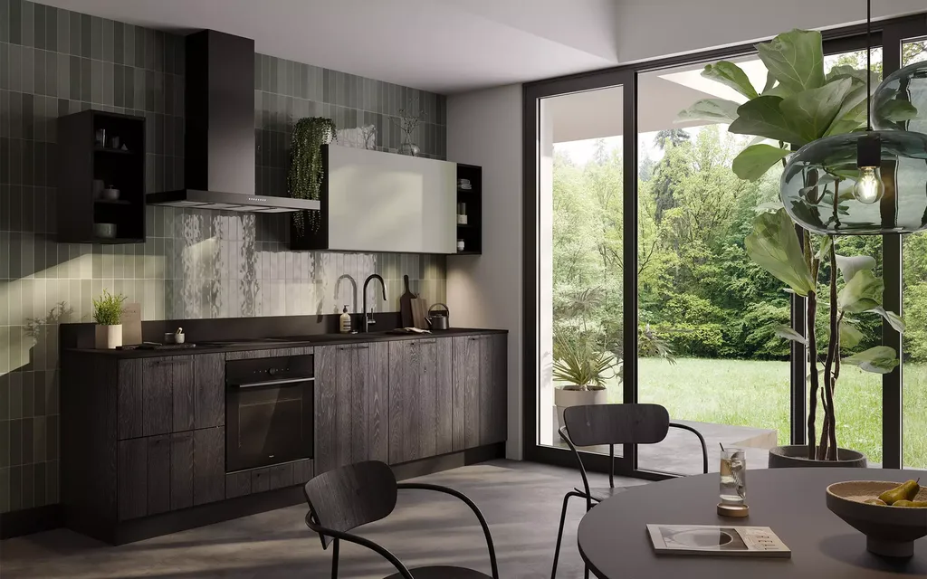 Cuisine en bois noir 