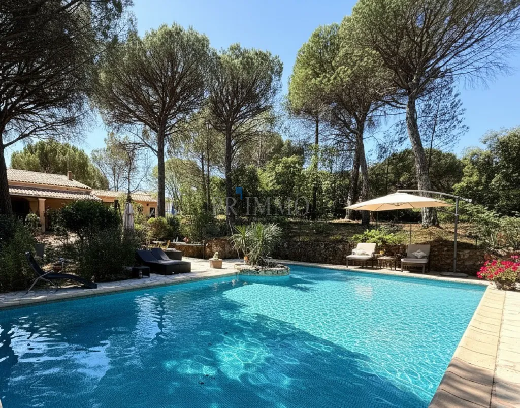 Campagne provençale de Vidauban – Maison de charme au calme 130 m², piscine 12x6, studio indépendant, terrain de 2 823 m². Tranquillité et authenticité assurées ! 