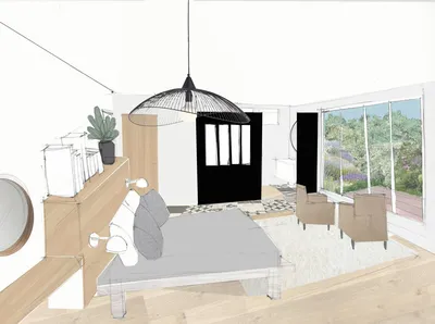 architecte d'intérieur aix-en-provence 13098 conception étude et projection d'une suite parentale avec salle de bain et dressing