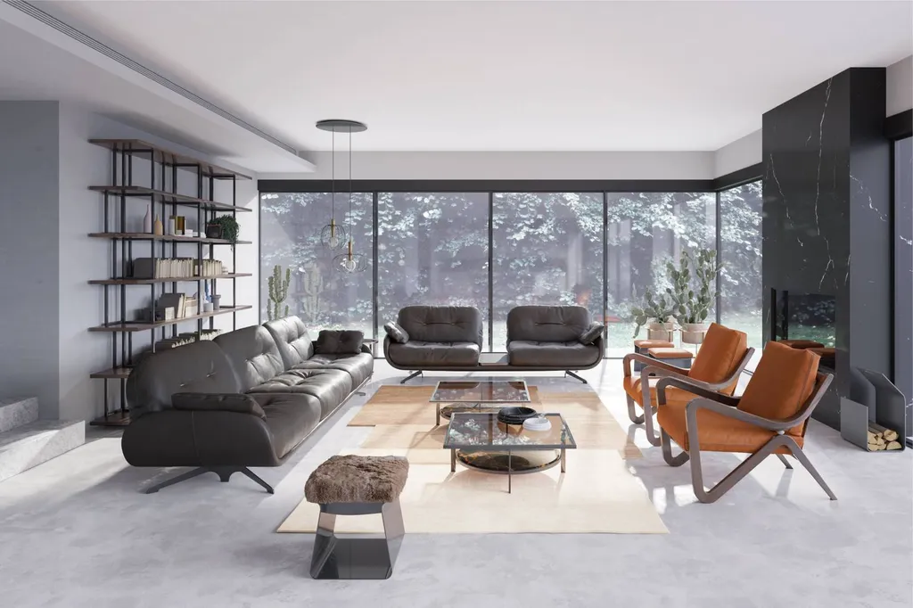 Salon confortable avec canapé moderne en tissu à Hyères 83400