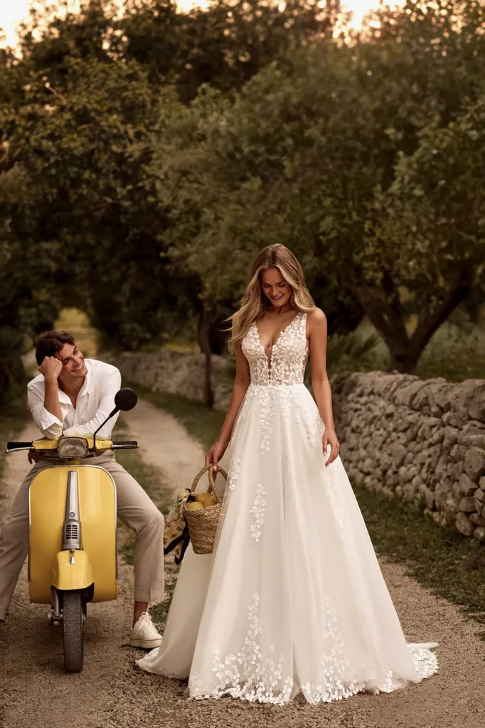 Robe de mariée trapèze en tulle fluide Marseille