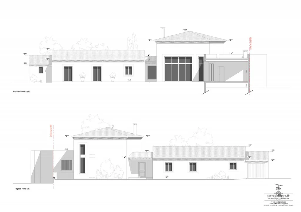 Façades projet - Conception de l'extension d'une villa individuelle et d'un poolhouse à La Barben