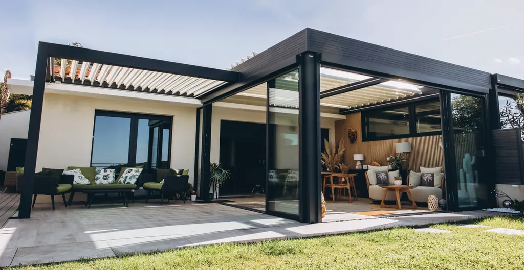Extension rétractable et pergola bioclimatique à Biarritz