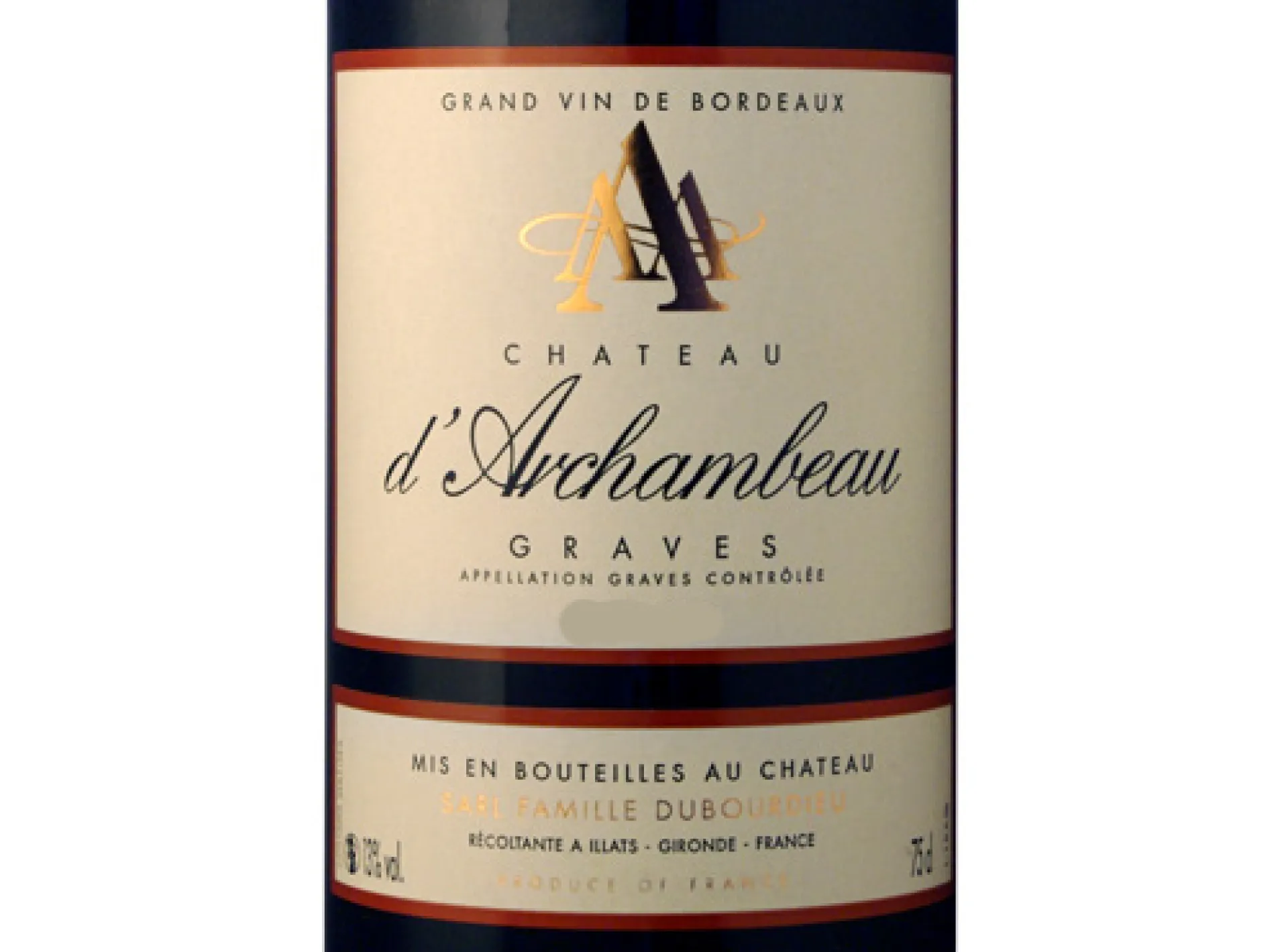 CHATEAU D'ARCHAMBEAU 2010 - GRAVES à BORDEAUX