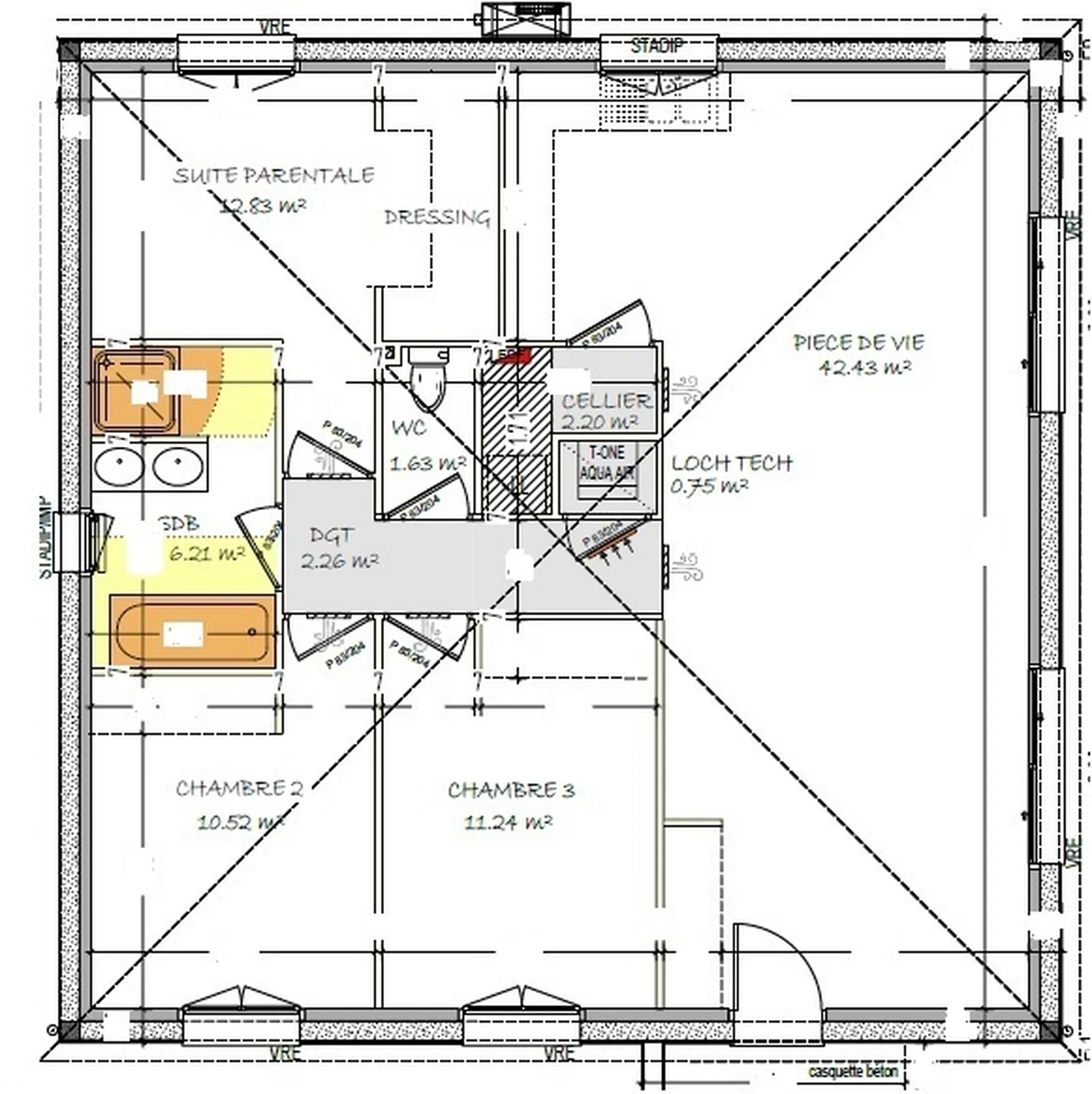 Modèle de maison carré de 90 m²