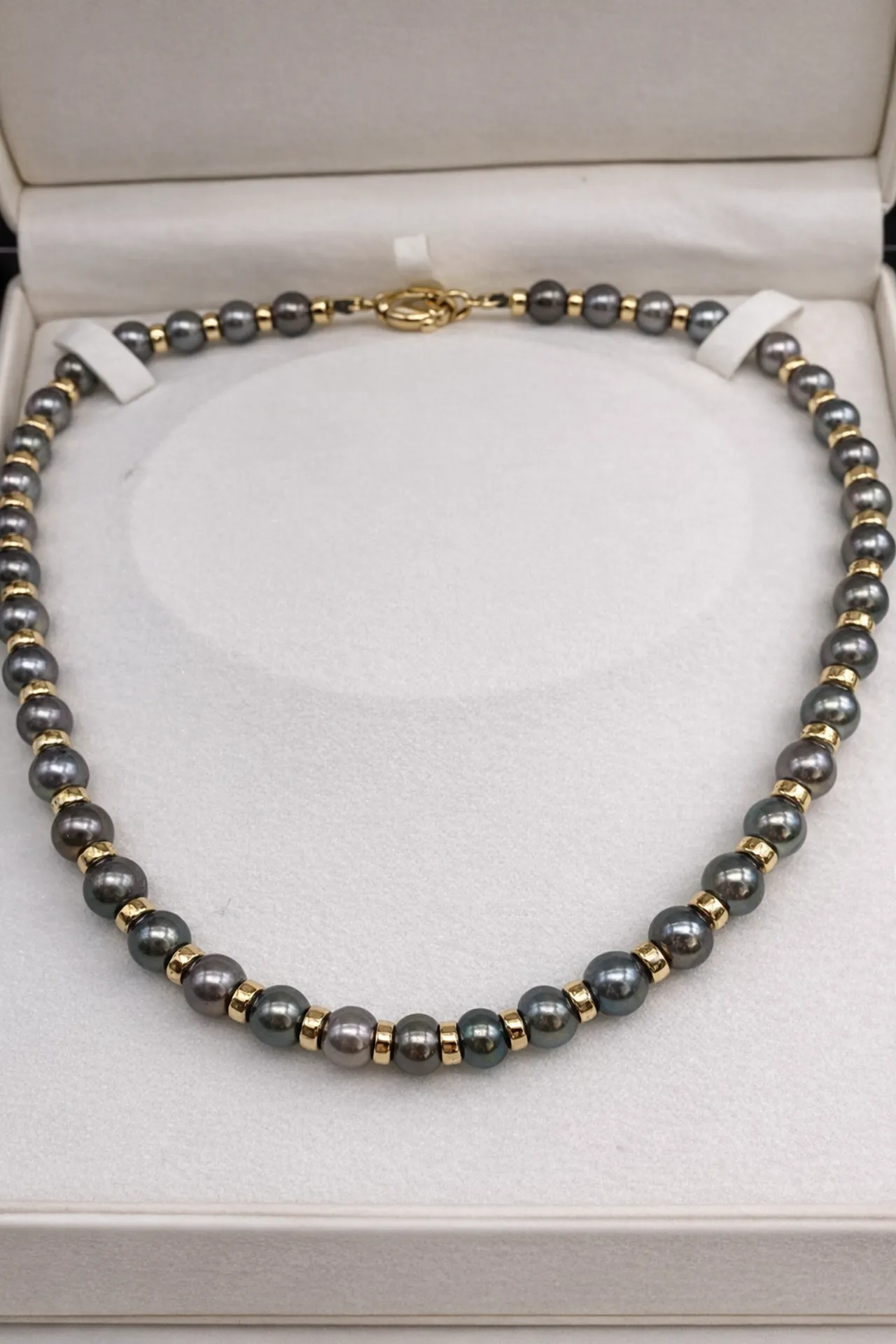 Collier perles de Tahiti multicolores avec intercalaires or dépôt vente Or Ligne La Teste de Buch