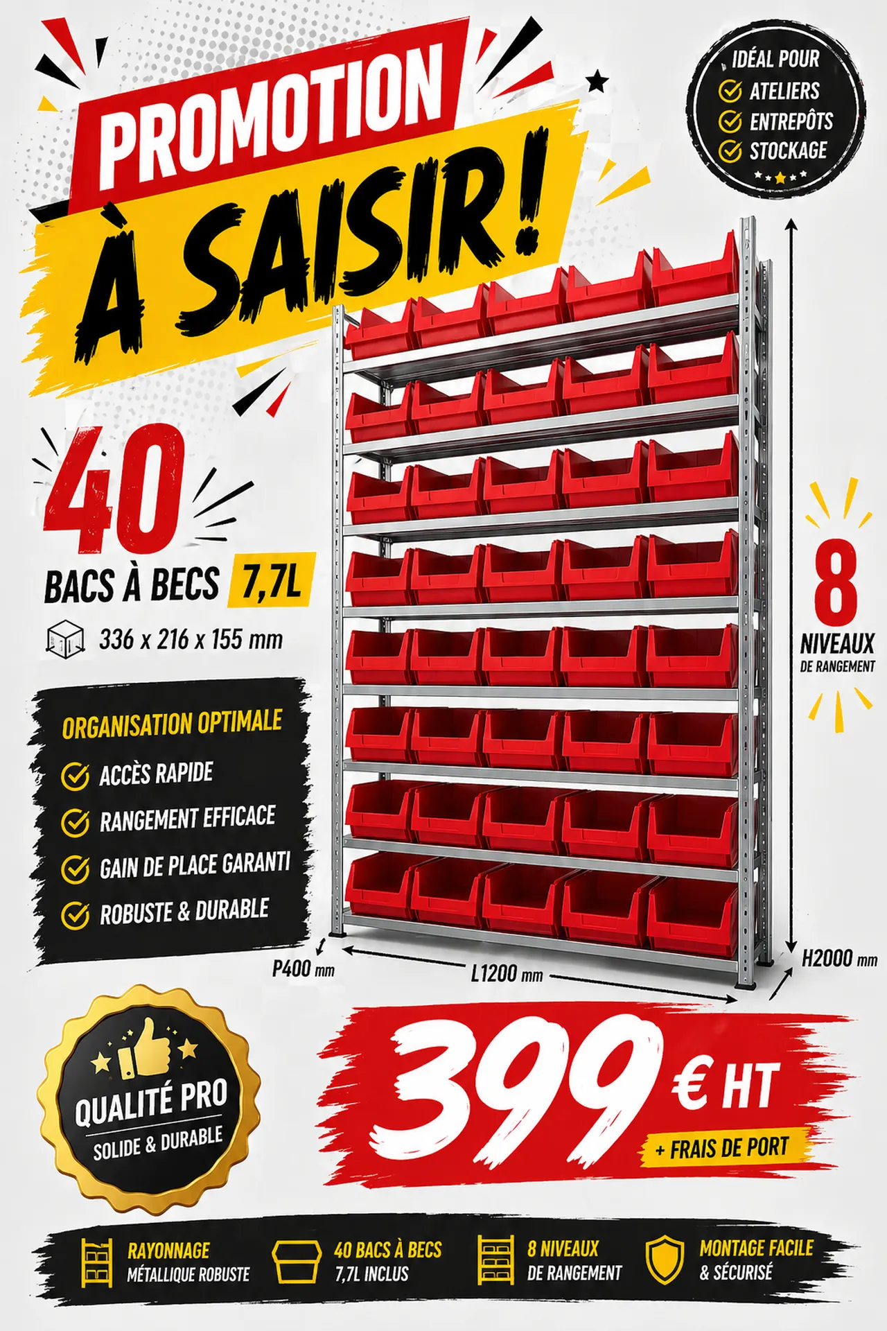 Promotion - Rayonnage avec bacs à bec