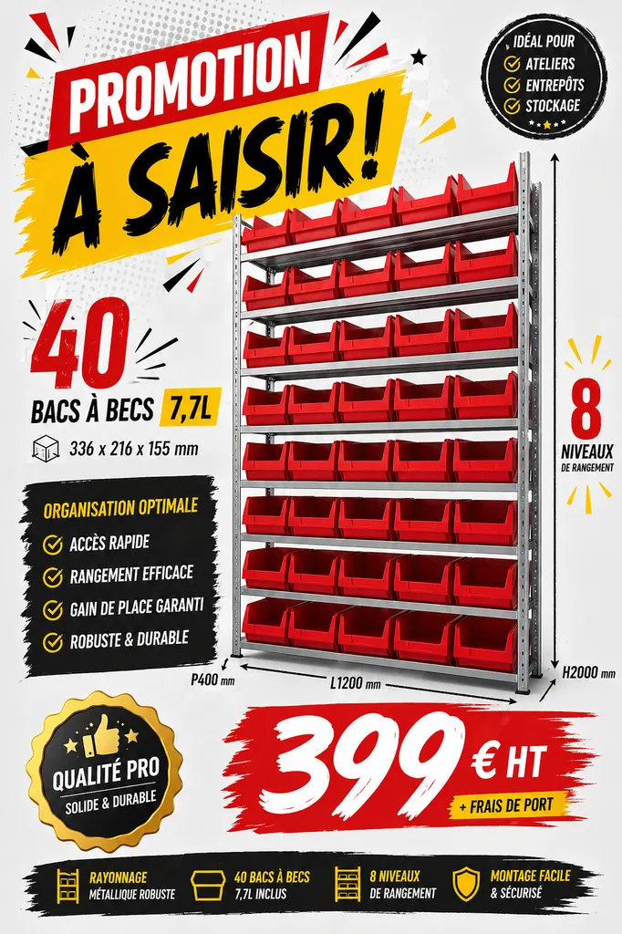 Promotion - Rayonnage avec bacs à bec