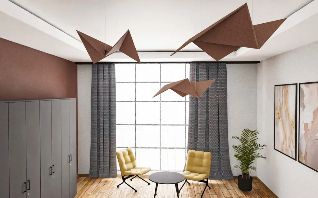 Suspensions REVO acoustiques et design pour bureaux professionnels dans la région PACA, solution performante pour confort sonore et esthétique tertiaire