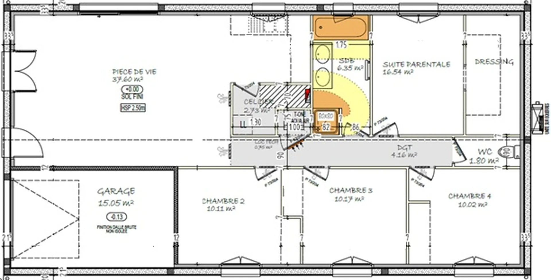 Maison droite de 100 m² avec garage de 15 m²