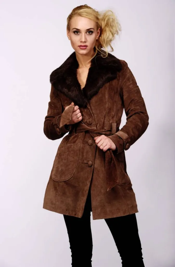 MANTEAU PORC VELOURS COL LAPIN AMOVIBLE