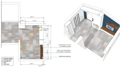 Architecte d'intérieur : Avant-projet en architecture d'intérieur pour l'aménagement d'une maison à Aix-en-Provence, incluant transformation avec coupes, plans, élévations et esquisses visuelles