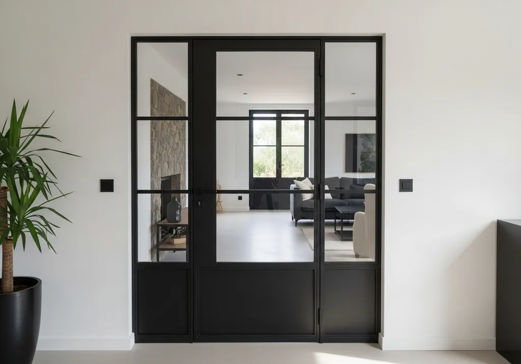 Porte métallique sur mesure style industriel posée à Bandol alliant élégance robustesse transparence et finitions haut de gamme modernes