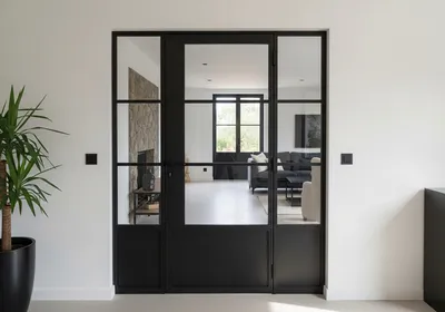 Porte métallique sur mesure style industriel posée à Bandol alliant élégance robustesse transparence et finitions haut de gamme modernes