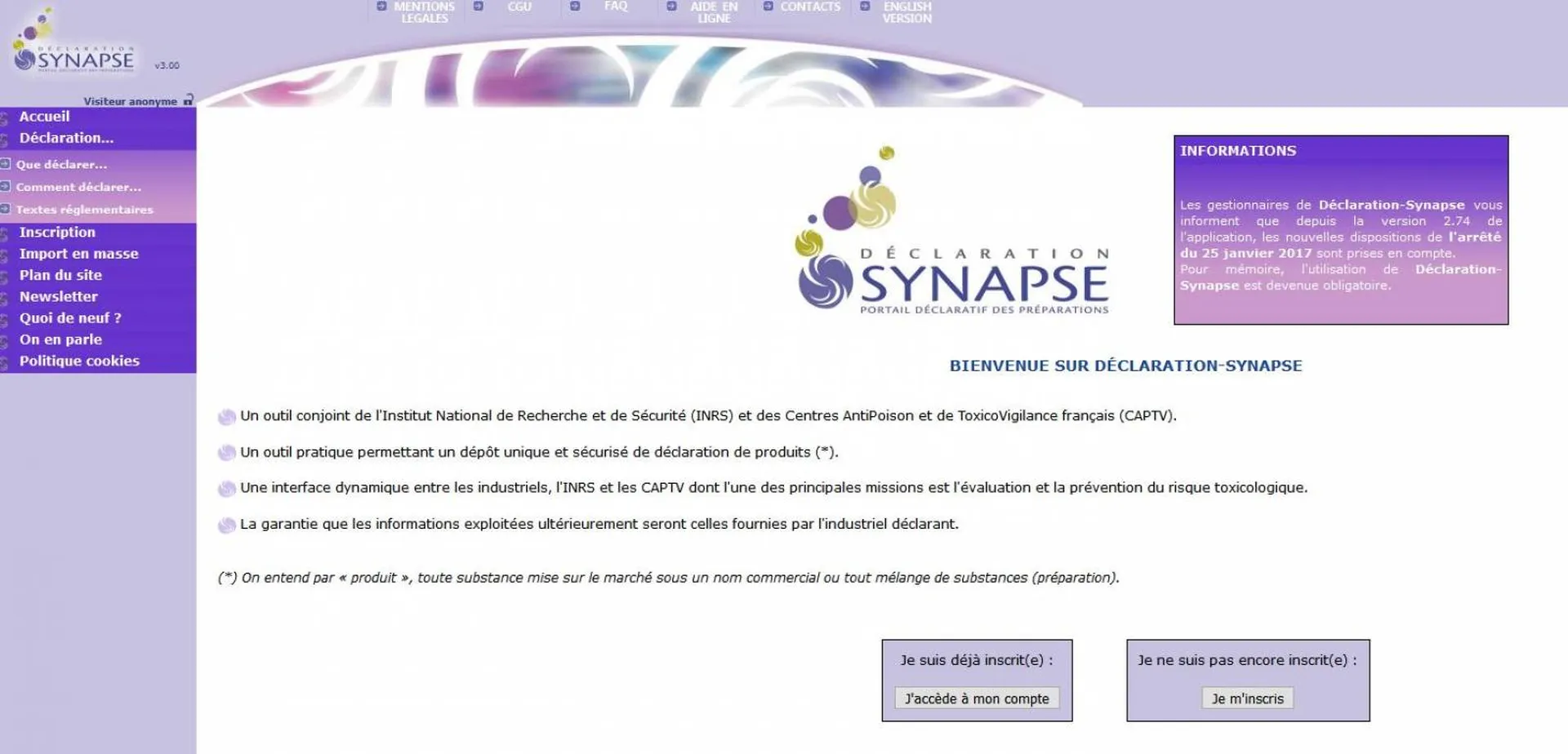 enregistrement déclaration synapse par chimie conseil à Marseille