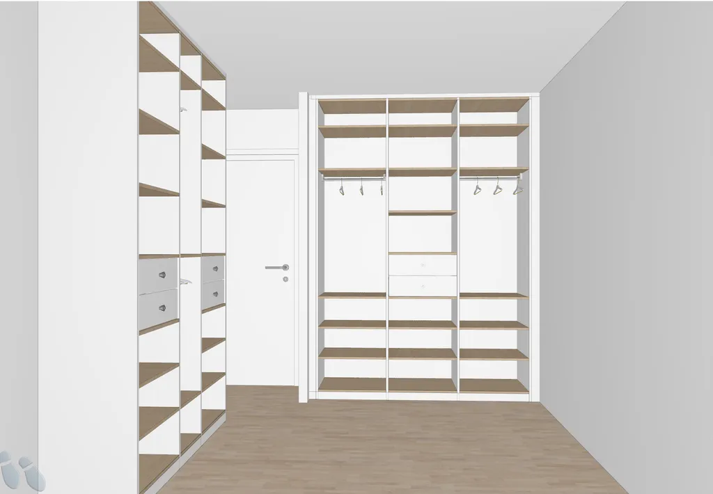 Dressing linéaire enfant blanc et bois à Bouloc, près de Toulouse : conception 3D