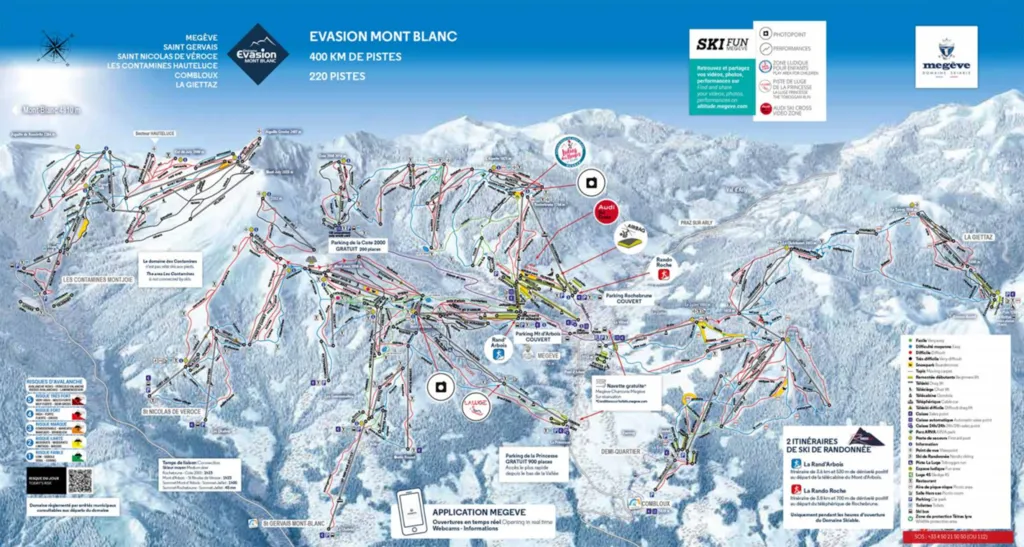 Domaine skiable pistes Megève Evasion Mont Blanc