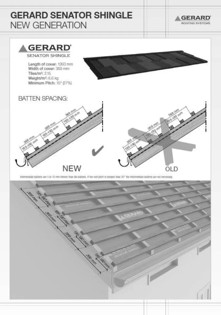 Espacement liteaux Ardoise Shingle GERARD SENATOR