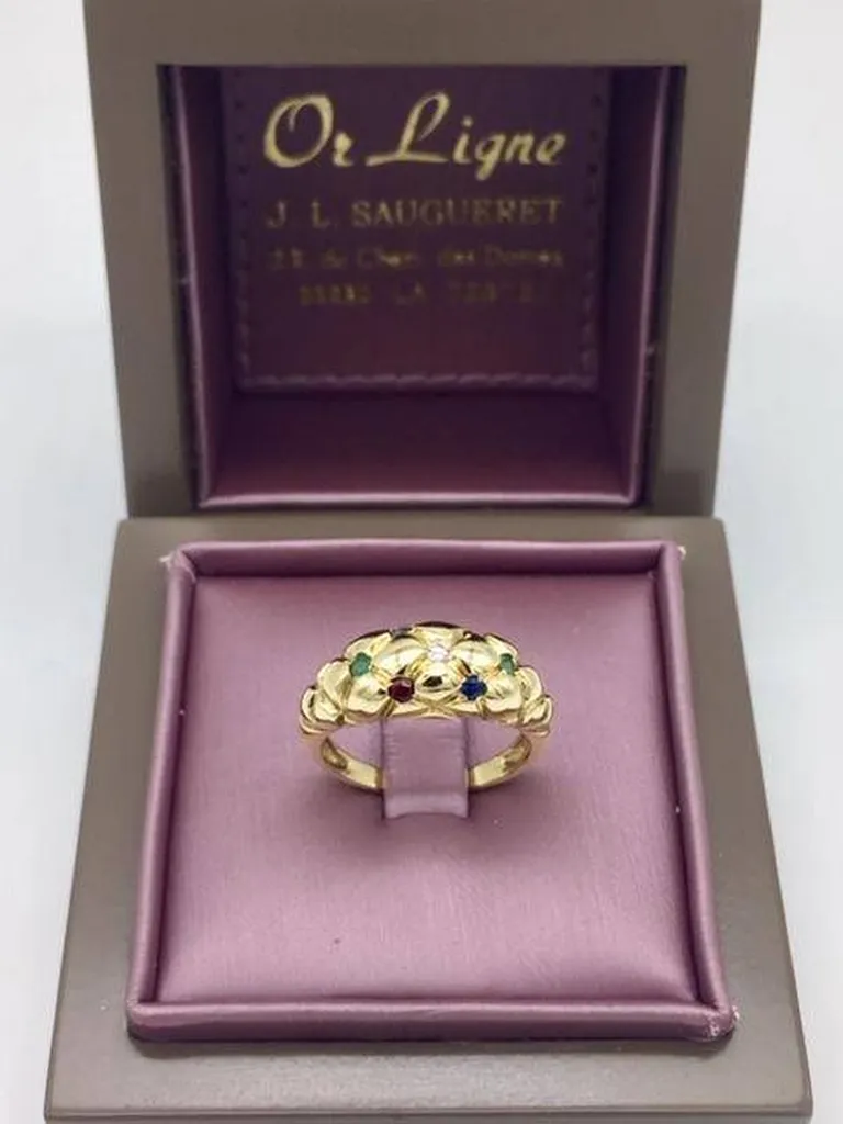 Bague bombée multi pierres or 750/1000ème occasion Or Ligne La Teste Bassin d'Arcachon