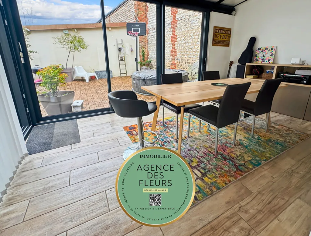 A acheter maison - 5 pièces de 108 m2 édifiée sur 359 m² de terrain clos arboré sur la commune de TOURVILLE LA RIVIERE 76410