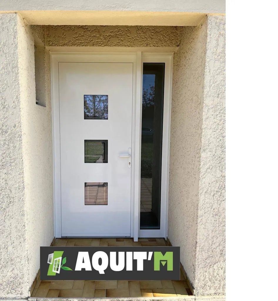 Installation d'une porte d'entrée aluminium par Aquit'M sur Bruges proche Bordeaux