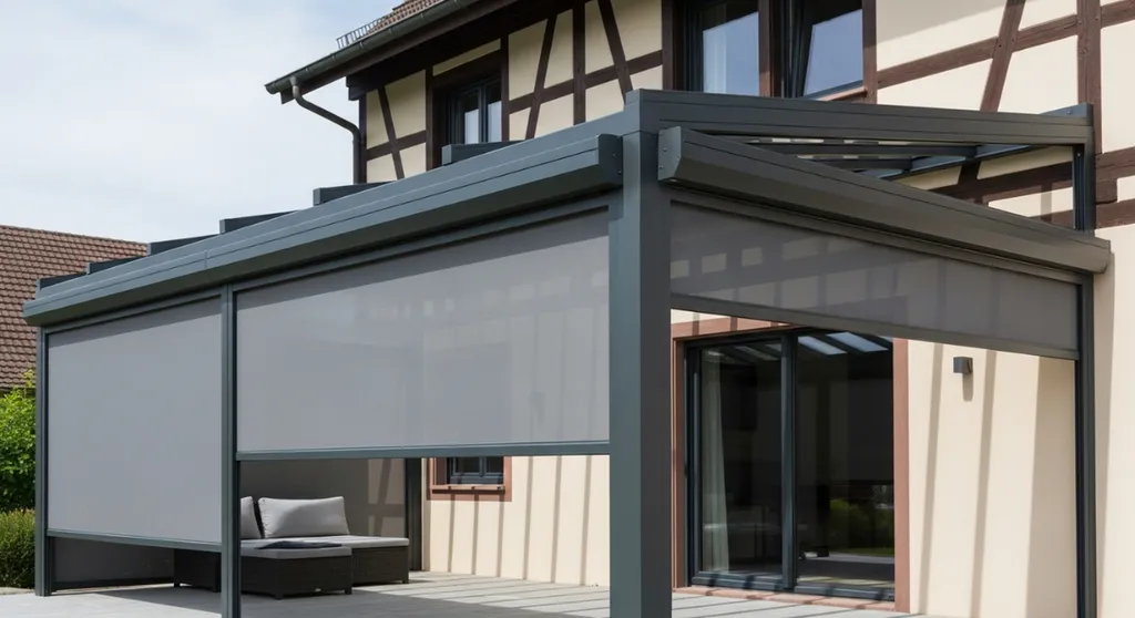 Choisir une pergola en aluminium adossée avec stores motorisés pour prolonger votre espace de vie extérieur à Haguenau et dans le Bas-Rhin