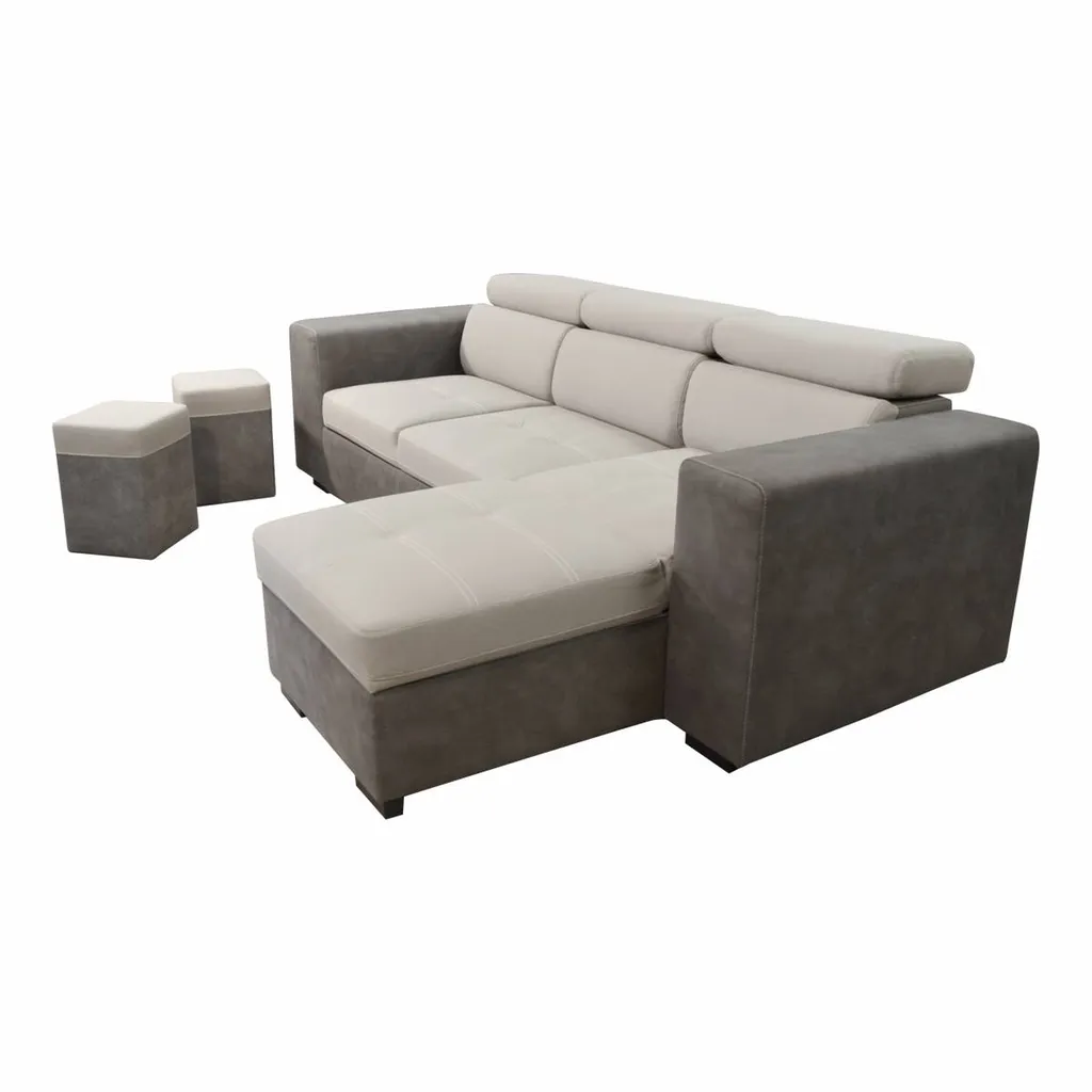 Vente d'un canapé d angle EVOLUTIF avec poufs et couchage.
