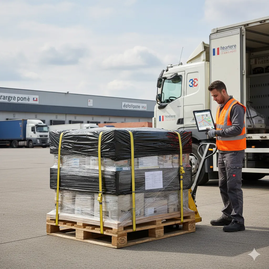 Livraison palette professionnelle de 600 kg par transporteur express France Italie avec gestion douanière et suivi avancé