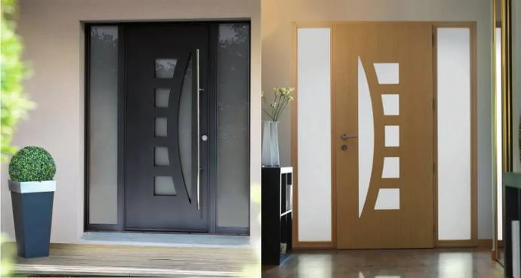 Porte mixte bois intérieur et alu extérieur dans les Monts d'or proche de Lyon