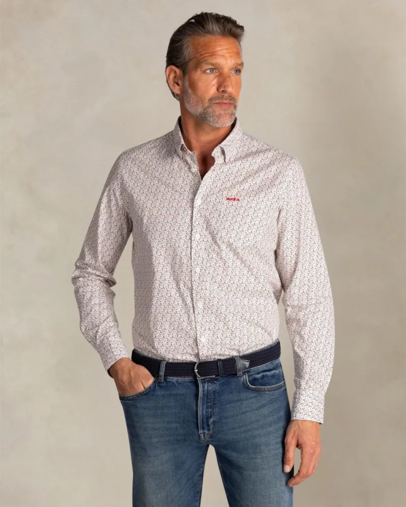 Chemise en coton stretch wit