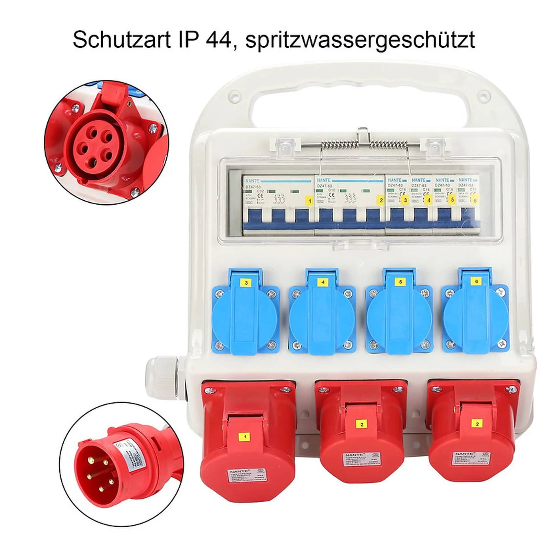 COFFRET ELEC 32A TRI VERS 1X 32A TRI + 2X16ATRI+ 4 PC16A MONO